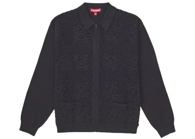 Pre-owned Supreme Men's  Crochet Zip Up Cardigan In Black