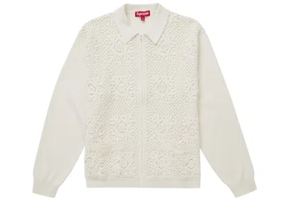 Pre-owned Supreme Men's  Crochet Zip Up Cardigan In White