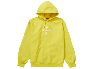 Pre-owned Supreme Men's  Cross Box Logo Hooded Sweatshirt In Lemon