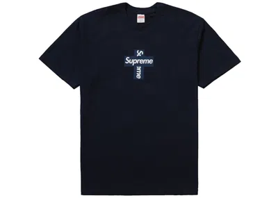 Pre-owned Supreme Men's  Cross Box Logo Tee Shirt In Navy Blue