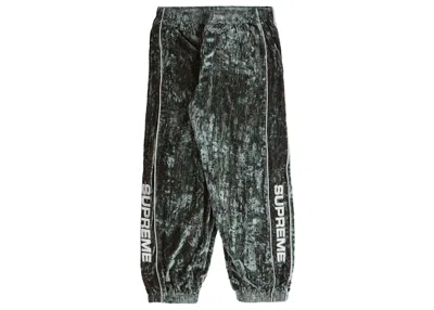 Pre-owned Supreme Men's  Crushed Velvet Track Pant In Olive In Green