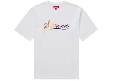 Pre-owned Supreme Men's  Cursive Short Sleeve Top In White