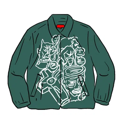 Pre-owned Supreme Men's  Daniel Johnston Embroidered Work Jacket In Work Green