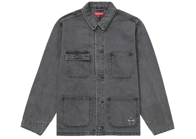 Pre-owned Supreme Men's  Denim Chore Coat Coat (ss22) In Black