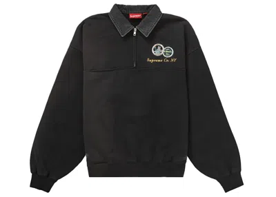Pre-owned Supreme Men's  Denim Collar Half Zip Sweatshirt In Black
