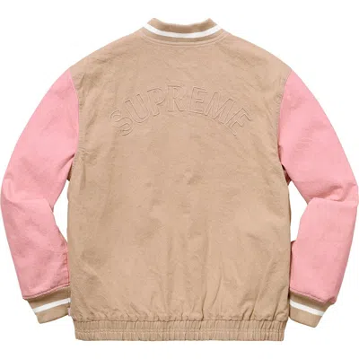 Pre-owned Supreme Men's  Denim Varsity Jacket In Tan