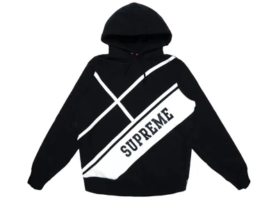 Pre-owned Supreme Men's  Diagonal Hooded Sweatshirt In Black