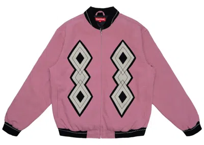 Pre-owned Supreme Men's  Diamond Rayon Bomber Jacket In Dusty Pink