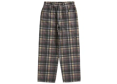 Pre-owned Supreme Men's  Dickies Double Knee Baggy Jean Brown Plaid In Black Plaid