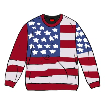 Pre-owned Supreme Men's  Digital Flag Sweater In Red