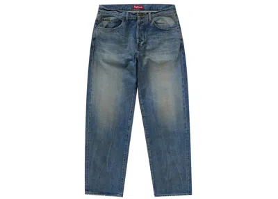 Pre-owned Supreme Men's  Distressed Loose Fit Selvedge Jean (fw24) In Washed Indigo In Blue