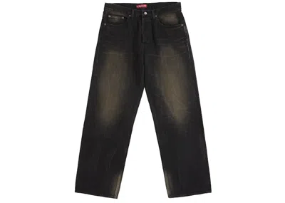 Pre-owned Supreme Men's  Distressed Loose Fit Selvedge Jean (fw25) In Washed Black