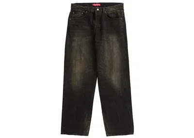 Pre-owned Supreme Men's  Distressed Loose Fit Selvedge Jean In Washed Black