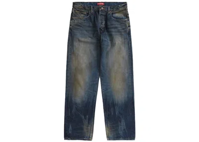 Pre-owned Supreme Men's  Distressed Loose Fit Selvedge Jean In Washed Blue