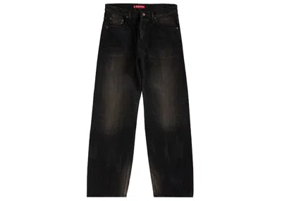 Pre-owned Supreme Men's  Distressed Loose Fit Selvedge Jean (ss24) In Washed Black