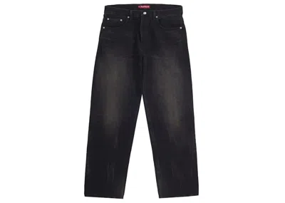 Pre-owned Supreme Men's  Distressed Loose Fit Selvedge Jean (ss25) In Washed Black