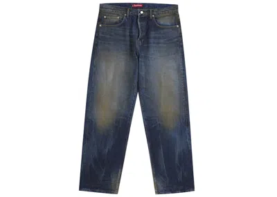 Pre-owned Supreme Men's  Distressed Loose Fit Selvedge Jean (ss25) In Washed Indigo