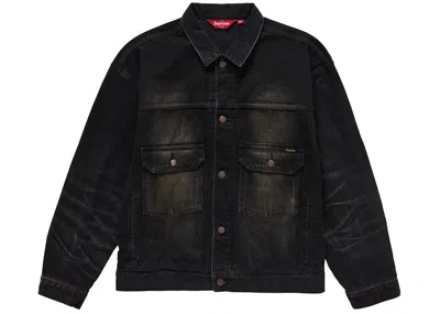 Pre-owned Supreme Men's  Distressed Selvedge Trucker Jacket In Washed Black