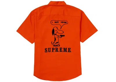 Pre-owned Supreme Men's  Dog Short Sleeve Work Shirt In Orange