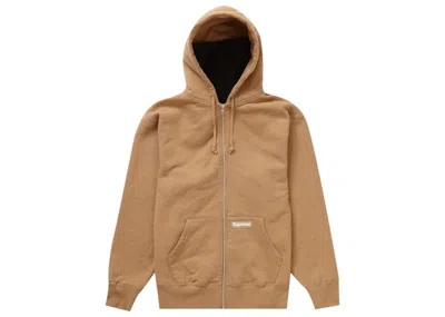 Pre-owned Supreme Men's  Double Hoodie Facemask Zip Up Hoodieed Sweatshirt In Light Brown