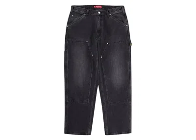 Pre-owned Supreme Men's  Double Knee Painter Pant (ss23) In Washed Black