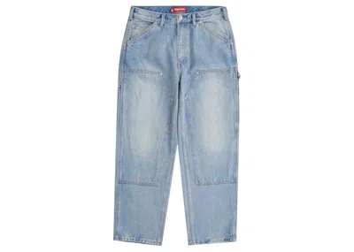 Pre-owned Supreme Men's  Double Knee Painter Pant (ss23) In Washed Blue