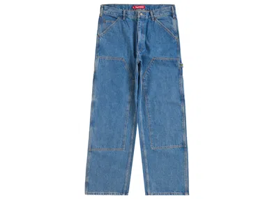 Pre-owned Supreme Men's  Double Knee Painter Pant (ss24) In Washed Indigo