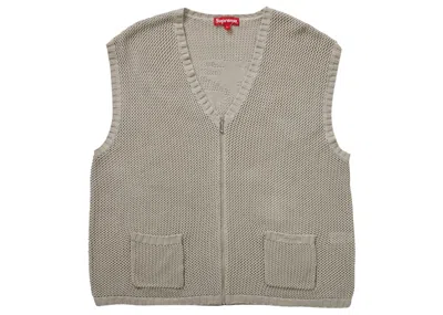 Pre-owned Supreme Men's  Dragon Zip Up Sweater Vest In Stone