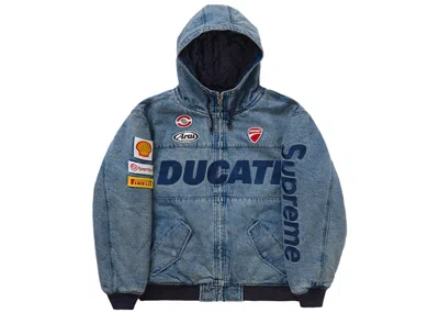Pre-owned Supreme Men's  Ducati Hooded Work Jacket In Denim In Blue