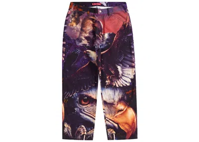 Pre-owned Supreme Men's  Eagle Double Knee Denim Painter Pant In Pink