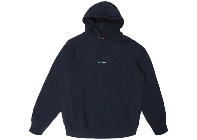 Pre-owned Supreme Men's  Embossed Logo Hooded Sweatshirt (ss18) In Navy Blue