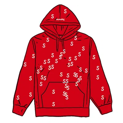 Pre-owned Supreme Men's  Embroide S Hooded Sweatshirt In Red