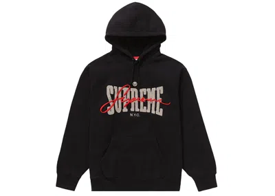 Pre-owned Supreme Men's  Embroidered Chenille Hooded Sweatshirt In Black