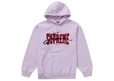 Pre-owned Supreme Men's  Embroidered Chenille Hooded Sweatshirt In Pale Purple