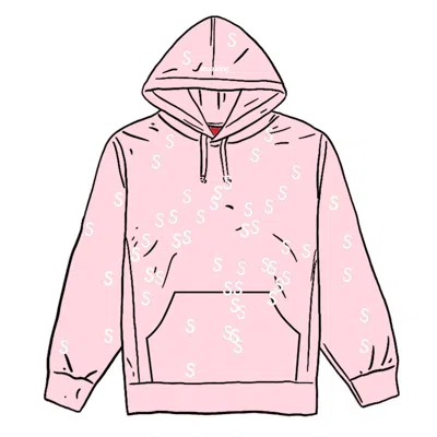 Pre-owned Supreme Men's  Embroidered S Hooded Sweatshirt In Light Pink