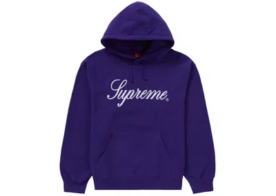 Pre-owned Supreme Men's  Embroidered Script Hooded Sweatshirt In Purple
