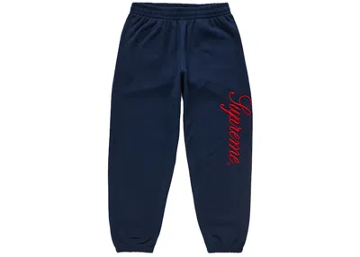 Pre-owned Supreme Men's  Embroidered Script Sweatpant In Navy Blue