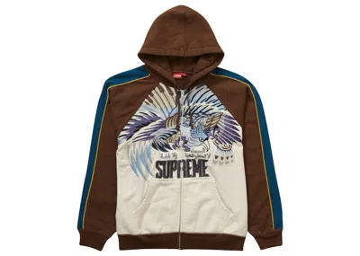 Pre-owned Supreme Men's  Falcon Raglan Zip Up Hooded Sweatshirt In Natural