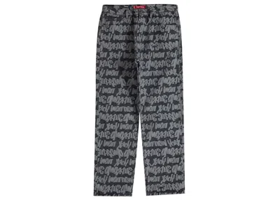 Pre-owned Supreme Men's  Fat Tip Jacquard Regular Jean In Black