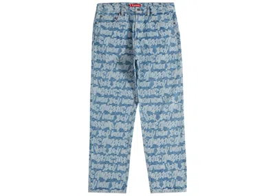 Pre-owned Supreme Men's  Fat Tip Jacquard Regular Jean In Blue