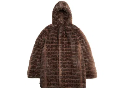 Pre-owned Supreme Men's  Faux Fur Hooded Coat In Brown
