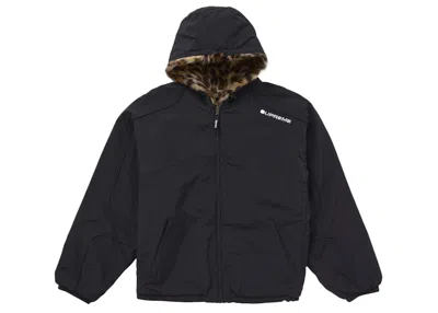 Pre-owned Supreme Men's  Faux Fur Reversible Hooded Track Jacket In Black