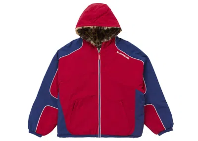 Pre-owned Supreme Men's  Faux Fur Reversible Hooded Track Jacket In Red