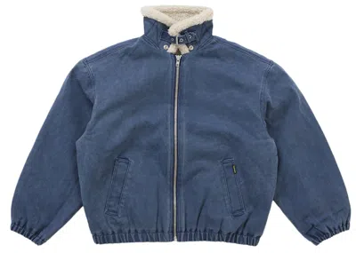 Pre-owned Supreme Men's  Faux Sherling Lined Bomber Jacket (fw25) In Navy Blue