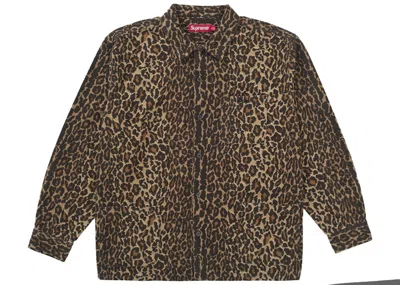 Pre-owned Supreme Men's  Flannel Pajama Shirt In Leopard In Brown