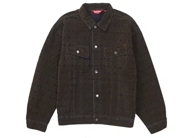 Pre-owned Supreme Men's  Flocked Denim Trucker Jacket In Black