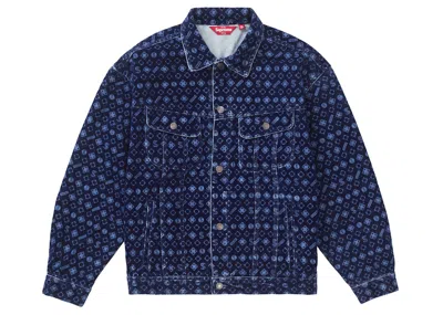 Pre-owned Supreme Men's  Flocked Denim Trucker Jacket In Blue
