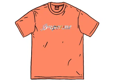 Pre-owned Supreme Men's  Floral Appliqu Short Sleeve Top In Coral