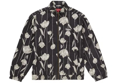 Pre-owned Supreme Men's  Floral Silk Track Jacket In Black