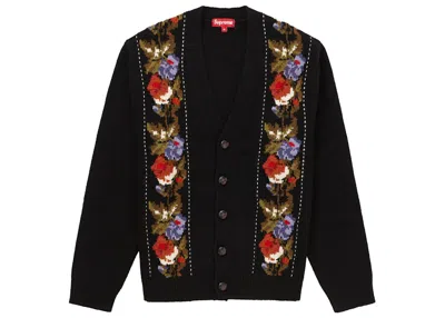 Pre-owned Supreme Men's  Floral Stripe Cardigan In Black